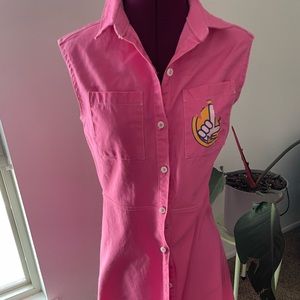 One of a kind Barbie pink denim skip-beat cosplay anime shirt dress